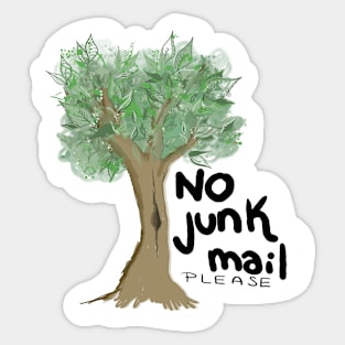 No Junk Mail Please, Anti Junk Mail, Save The Trees Sticker